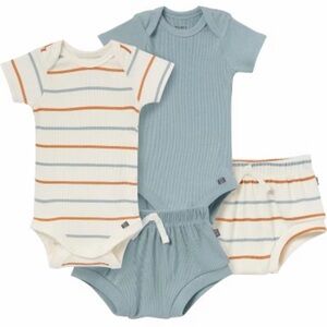 Gerber Blue and Cream Baby Bodysuit Set (18 months)